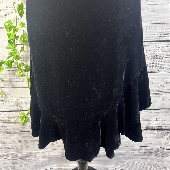 RSVP Talbots Skirt Plus 14W Black Velveteen Knee A Line Ruffle Modest Wedding - Picture 5 of 15